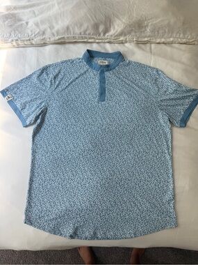 Men’s Mantra Light Blue Printed Short-Sleeve Polo